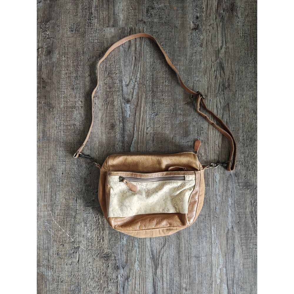 Myra Bag Medium Leather Crossbody Shoulder Bag Purse Tan Beige